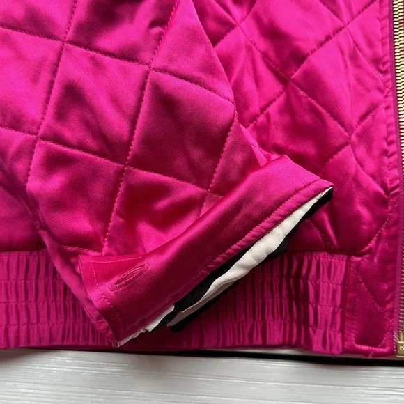 St. John Sport Quilted Reversible 100% Silk Hot Pink Jcket Barbiecore size M